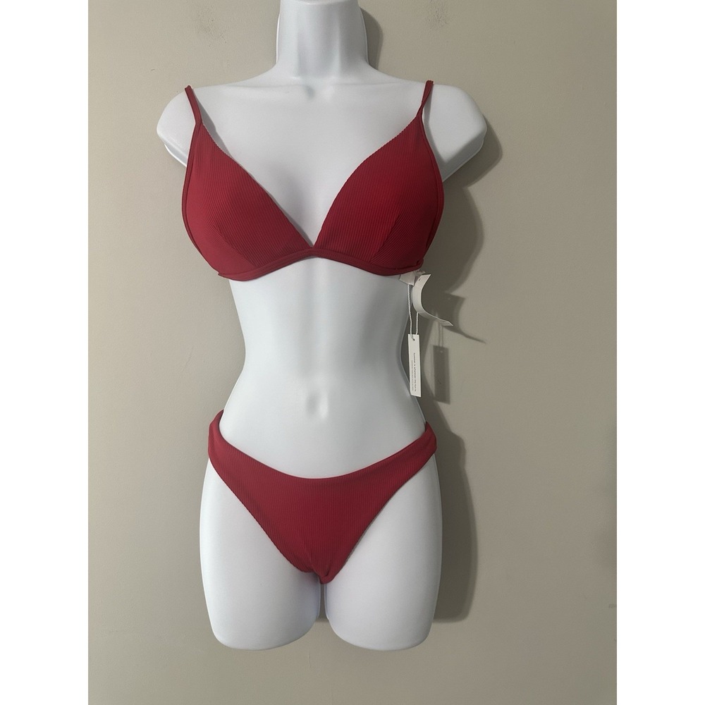 NWT Summerful Swimwear: Red Ribbed Bikini Set (Top Medium, Bottom‎ Small)